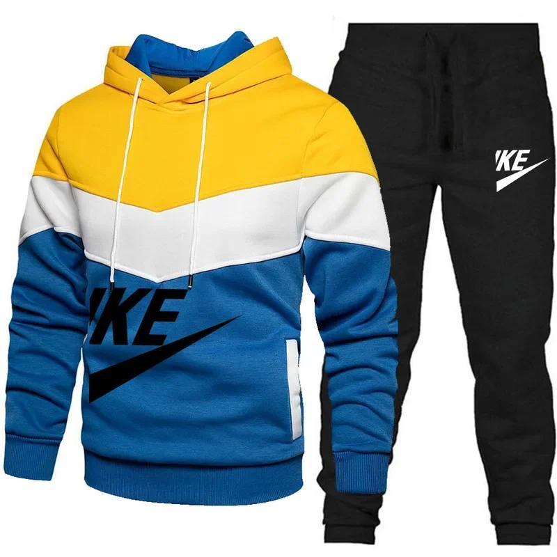 2024 New Men Autumn Winter Sets Zipper Hoodie Pants Pieces Casual Tracksuit Male Sportswear Brand Clothing Sweatsuit