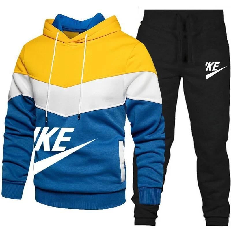 2024 New Men Autumn Winter Sets Zipper Hoodie Pants Pieces Casual Tracksuit Male Sportswear Brand Clothing Sweatsuit