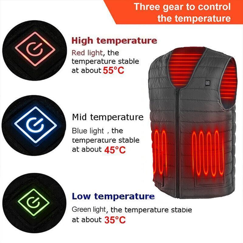 USB Electric Heated Warm Vest Winter Wear Heating Thermal Coat Jacket Men Women