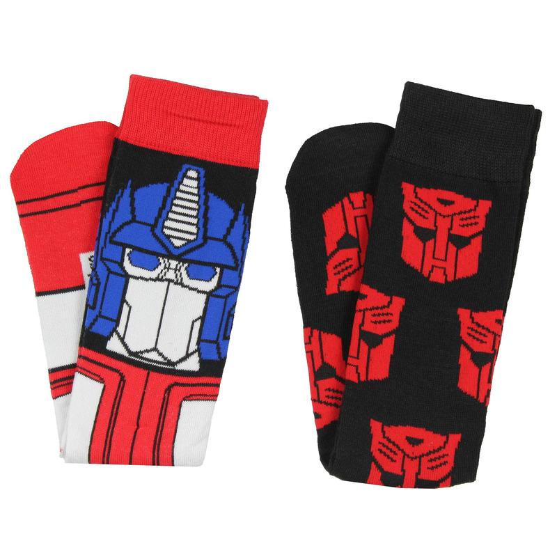 Transformers Men's Optimus Prime Autobot Logo Adult 2-Pack Mid-Calf Crew Socks Shoe Size 6-12