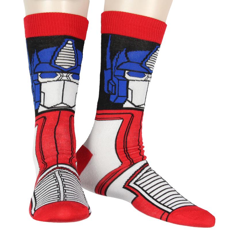 Transformers Men's Optimus Prime Autobot Logo Adult 2-Pack Mid-Calf Crew Socks Shoe Size 6-12