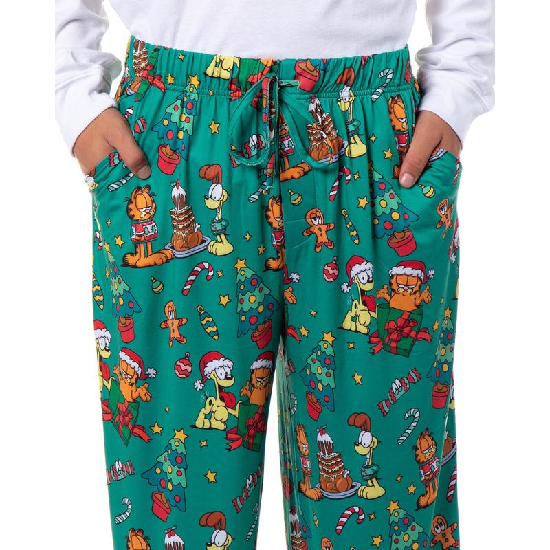 Garfield Comic Men's Christmas Sleep Tossed Print Pajama Pants For Adults