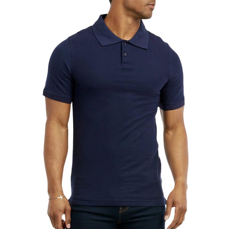 Men's Clothes Solid Cotton Blend Polo Shirt Regular Plus Big & Tall, Plain Stylish Half Button Front Shortsleeve Classic Casual Top for Golf Outdoor