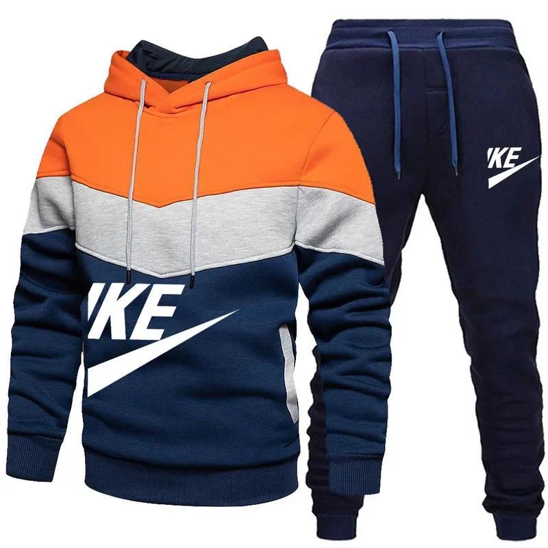 2024 New Men Autumn Winter Sets Zipper Hoodie Pants Pieces Casual Tracksuit Male Sportswear Brand Clothing Sweatsuit