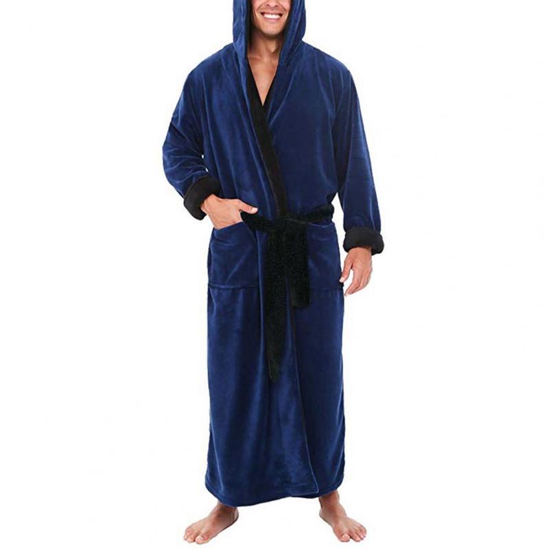 Men Bathrobe Sleepwear Coral Fleece Autumn Adult Bathrobe V-Neck Robe Pajamas Men And Women Long Sleeve Nightgown Male Bath Robe