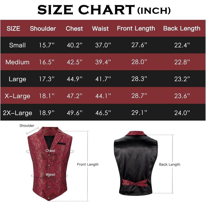 Men's Suit Vest Victorian Suit Steampunk Gothic Waistcoat V-Neck Business Dress Formal Vest Wedding Party