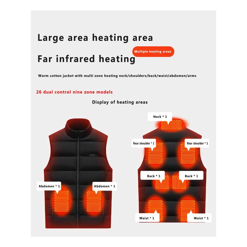 Men Women Winter Heated Vest Black 9 Heating Zones Warm Vest with Adjustable Temperature Control Heating casual Polyester Sleeve Tops Sleeve Tops