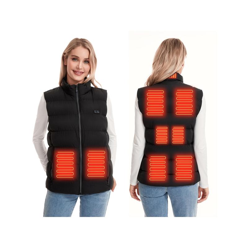 Men Women Winter Heated Vest Black 9 Heating Zones Warm Vest with Adjustable Temperature Control Heating casual Polyester Sleeve Tops Sleeve Tops