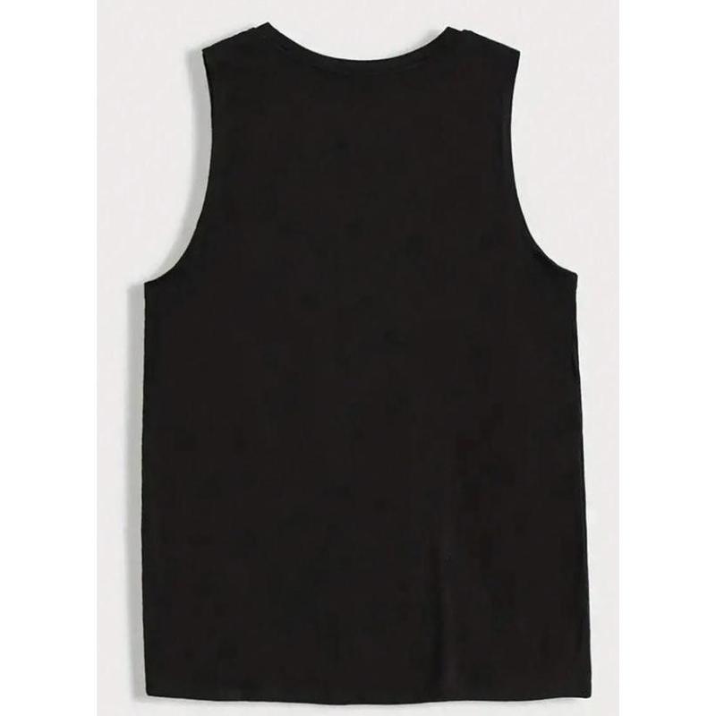 Men's Printed Casual Tank Top: Sleeveless Style for Spring and Summer Comfort Menswear Round Neck