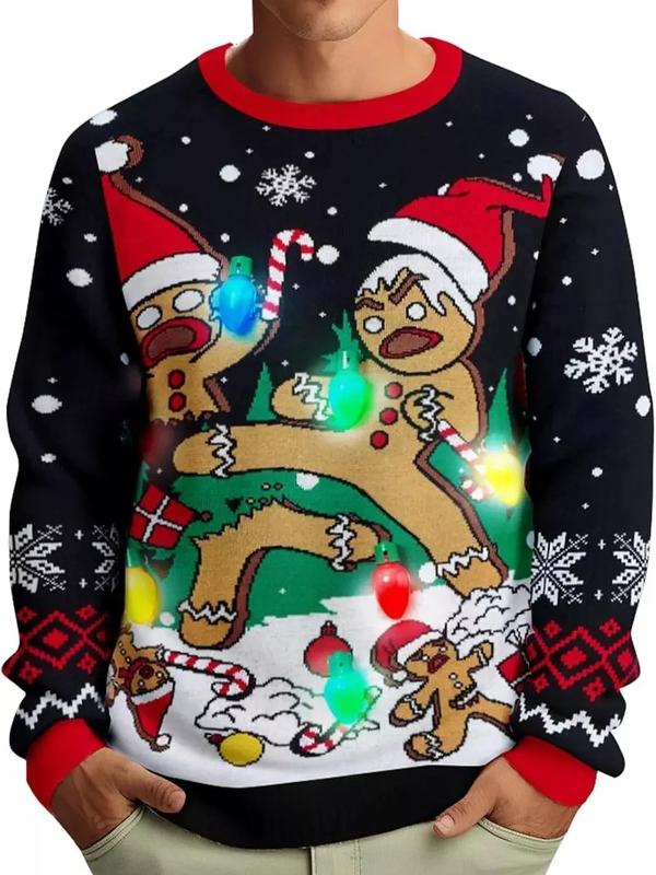 Men Womens Light Up Ugly Christmas Sweater Funny LED Knitted Sweaters