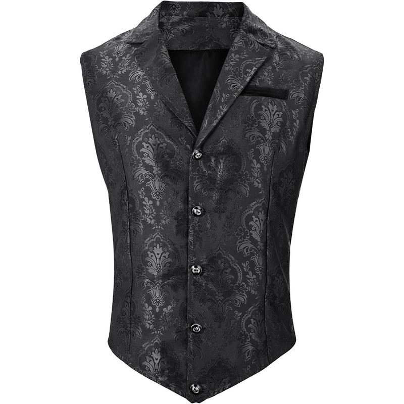 Men's Suit Vest Victorian Suit Steampunk Gothic Waistcoat V-Neck Business Dress Formal Vest Wedding Party