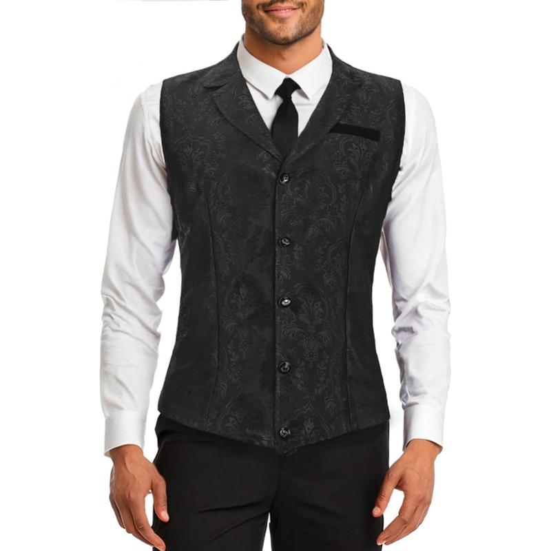 Men's Suit Vest Victorian Suit Steampunk Gothic Waistcoat V-Neck Business Dress Formal Vest Wedding Party