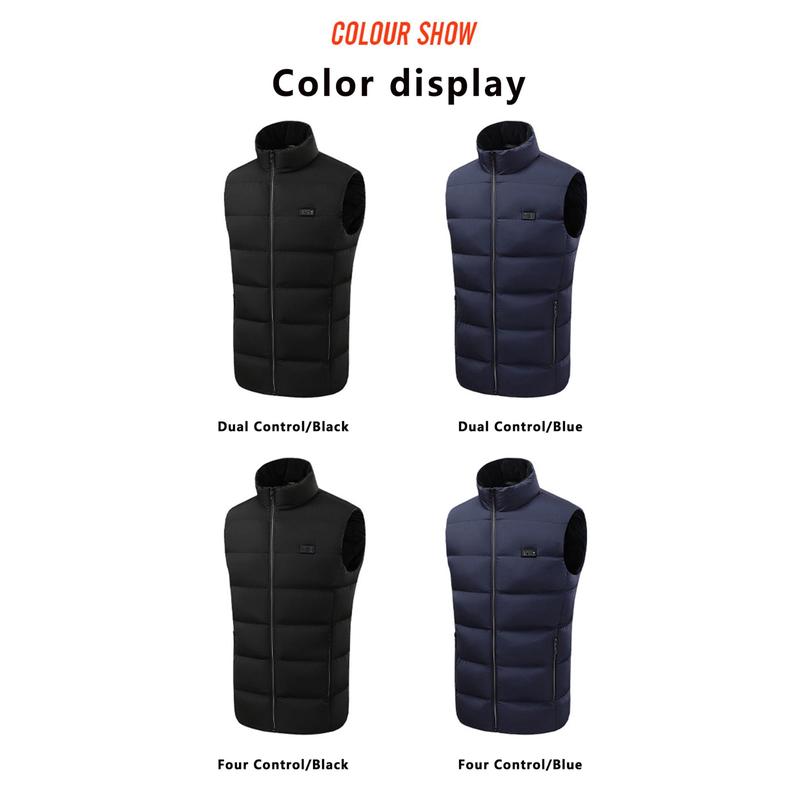 Men Women Winter Heated Vest Black 9 Heating Zones Warm Vest with Adjustable Temperature Control Heating casual Polyester Sleeve Tops Sleeve Tops