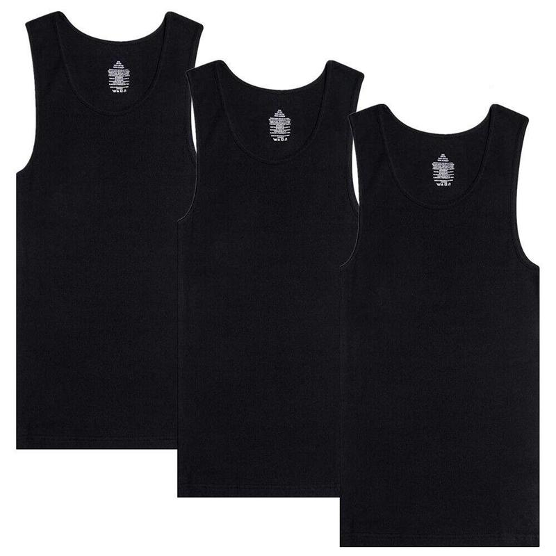 3-12 Packs For Mens 100% Cotton Tank Top A-Shirt Wife-Beater Ribbed Undershirt