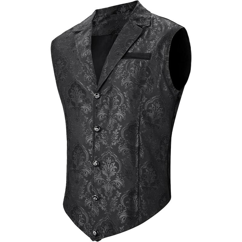 Men's Suit Vest Victorian Suit Steampunk Gothic Waistcoat V-Neck Business Dress Formal Vest Wedding Party