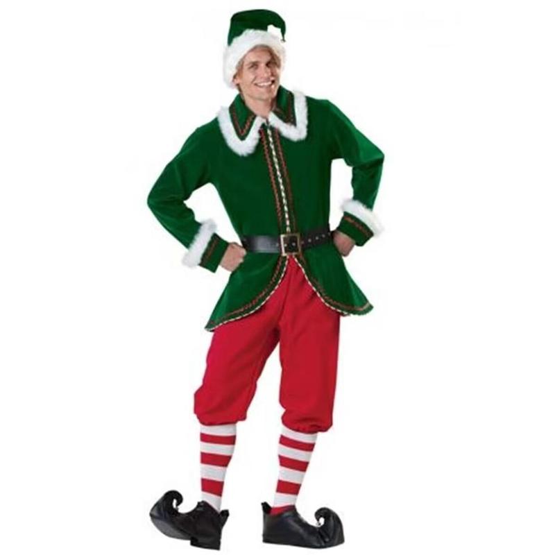 Christmas hot costume cosplay Santa Claus green elf couple masquerade stage costume performance