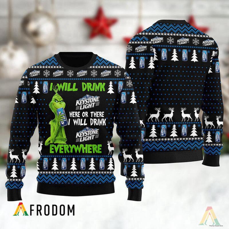 I Will Drink Keystone Light Everywhere Christmas Ugly Sweater Menswear Tops Sweaters Big Unisex Classic Fabric