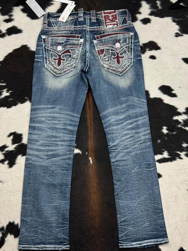 Men's Rock Revival Dimitri Stretch Denim Jeans Straight Fit Mid Length, Rock Revival Red Embroidered Jeans, Men's Biker Jeans, Y2K Jeans, Men's Relaxed Jeans, Men's Denim Jeans