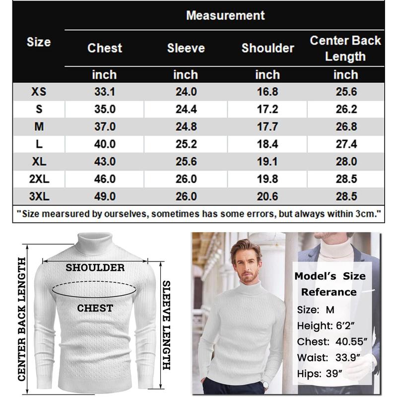 Men's Slim Fit Turtleneck Sweater Casual Twist Patterned Pullover Knitted Sweaters