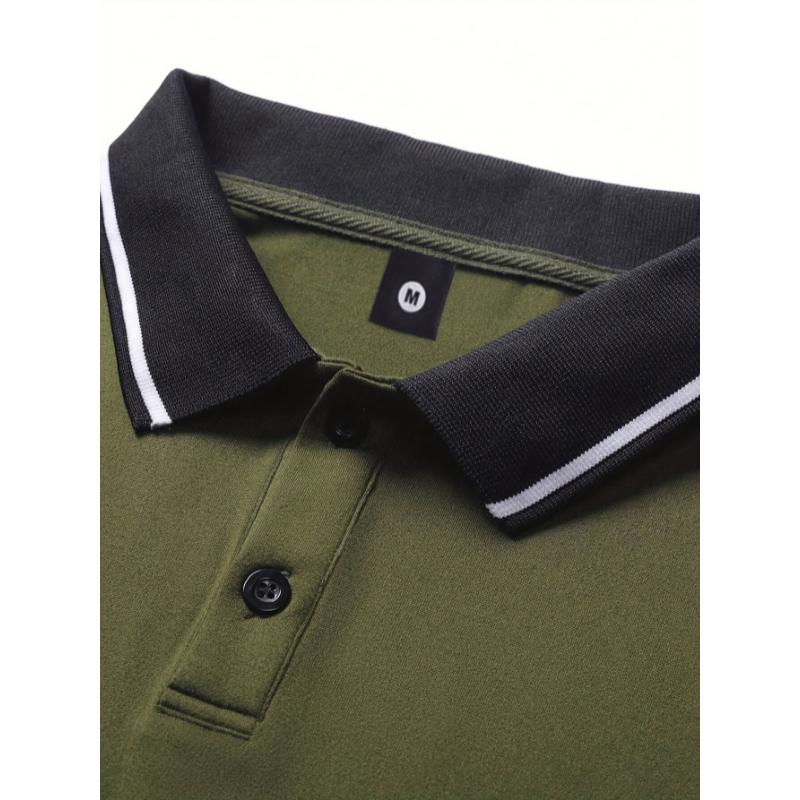 4-piece Long-sleeved Men's POLO Shirts, Fashionable Casual Spring and Autumn Button-down Sports Outdoor Tops