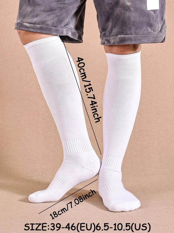 Men's Solid Over The Calf Socks, Casual Comfortable Breathable Socks For Daily Outdoor Wear, Knit Socks For All Seasons