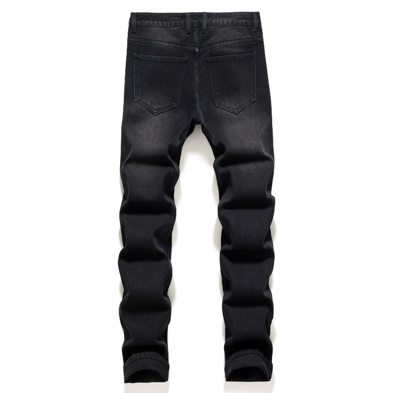 Regular Fit Ripped Jeans, Men's Casual Street Style Distressed Denim Pants For All Seasons