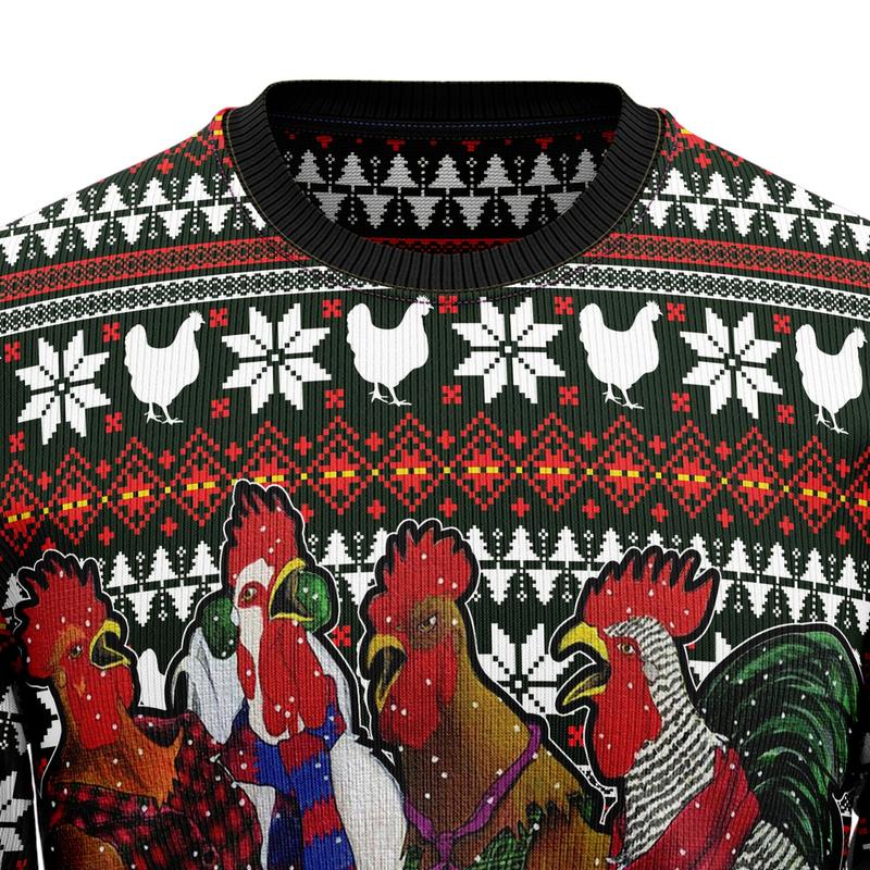 Chicken Under Snow Ugly Christmas Sweater, Merry Christmas Tee