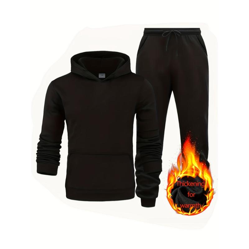 pant suit Men's Tracksuit, Men's Solid Color 2pcs, Casual Loose Comfy Hoodie And Drawstring Waist Sweatpants Set For Autumn Winter