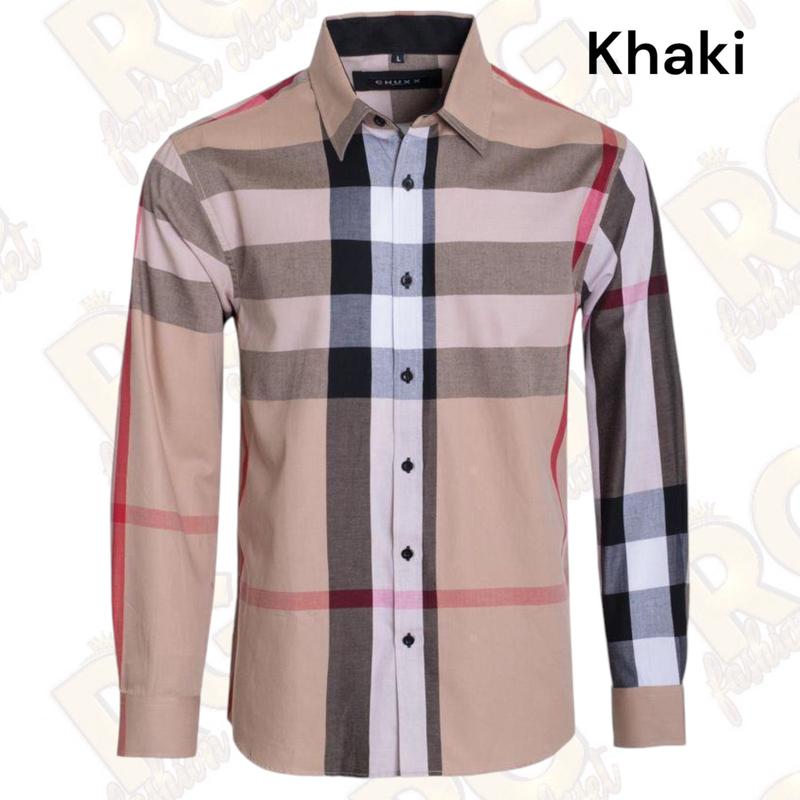 Mens Plaid Fashion Shirt Long Sleeve Menswear