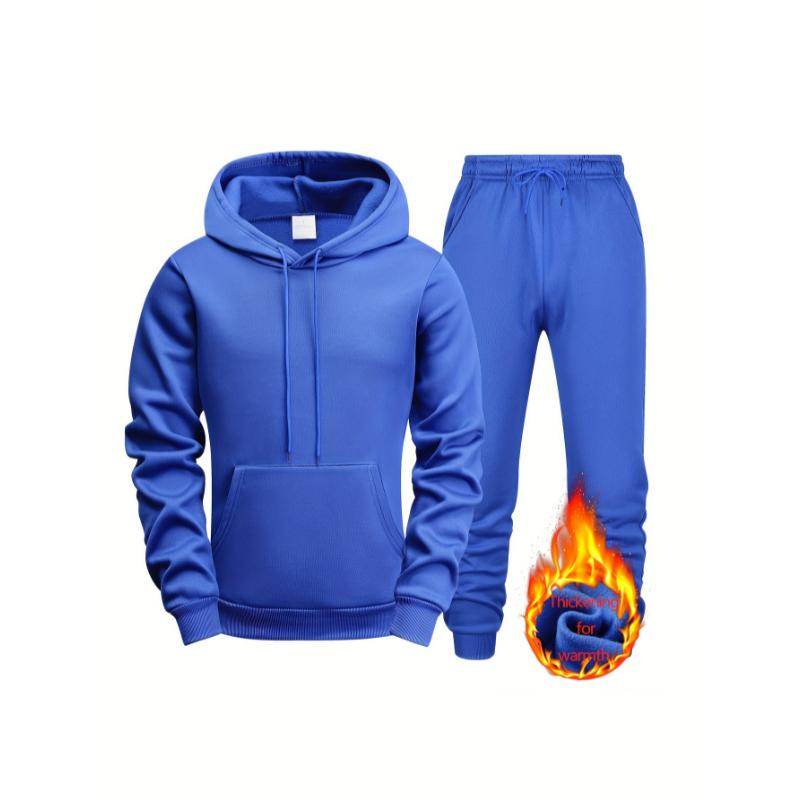 pant suit Men's Tracksuit, Men's Solid Color 2pcs, Casual Loose Comfy Hoodie And Drawstring Waist Sweatpants Set For Autumn Winter