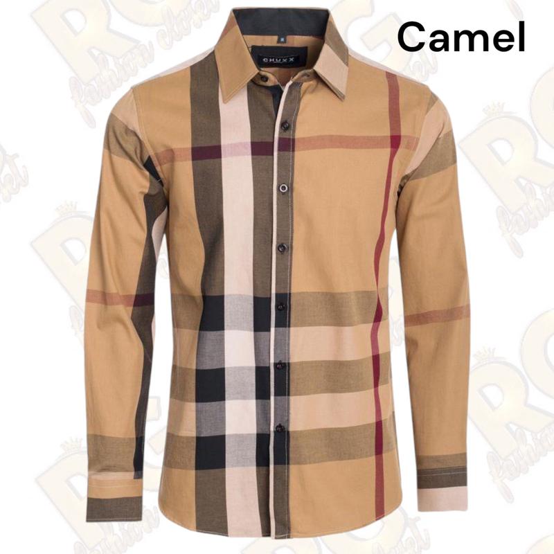 Mens Plaid Fashion Shirt Long Sleeve Menswear