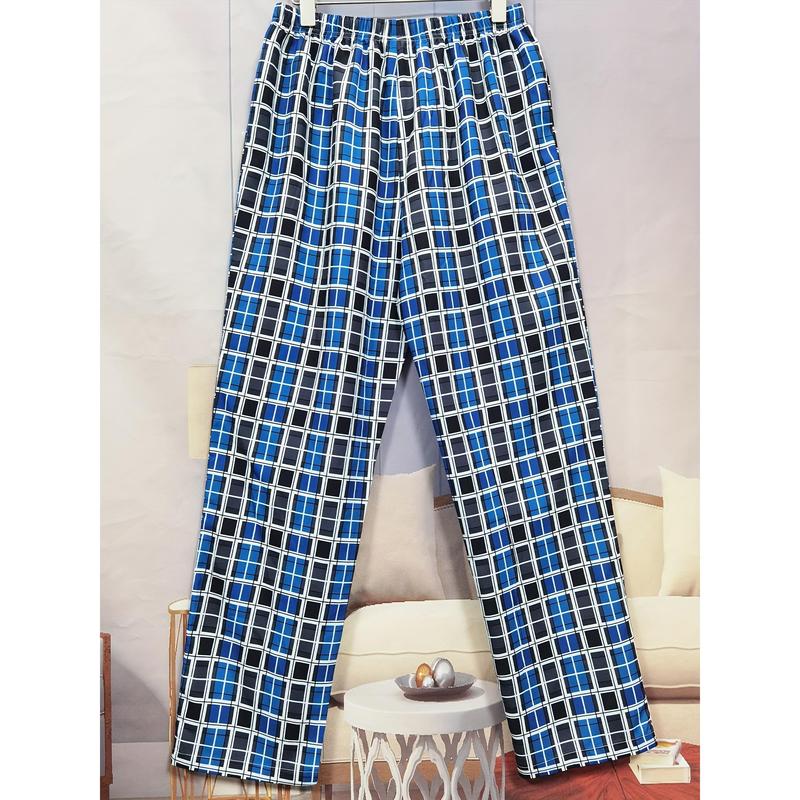 3pcs Plaid Men's Long Pants, Casual Homewear Pajama Sleep Bottom Loungewear Sleep Wear Trousers Fabric Menswear