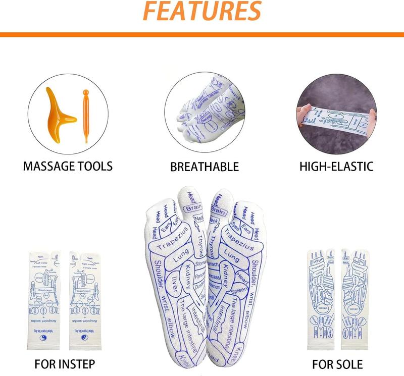 Reflexology Sensory Socks With Tools, Acupressure Reflexology Socks Set with Trigger Point Massage Tool, Foot Massage Socks for Tired Relieve