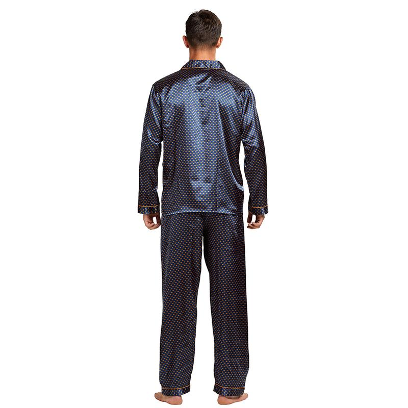 Tony & Candice Men's Silk Pajama Sets, Satin Long Sleeve Sleepwear Loungewear