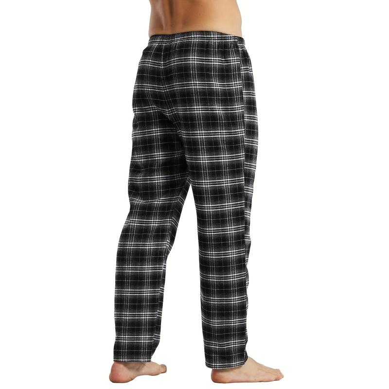 3pcs Plaid Men's Long Pants, Casual Homewear Pajama Sleep Bottom Loungewear Sleep Wear Trousers Fabric Menswear