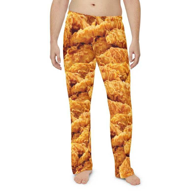 Mens Pajama chicken tenders, mens funny pj pants, novelty lounge bottoms, mens funny sleepwear, food pj bottoms