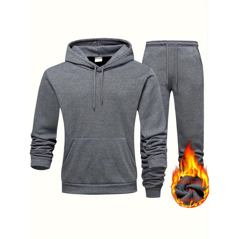 pant suit Men's Tracksuit, Men's Solid Color 2pcs, Casual Loose Comfy Hoodie And Drawstring Waist Sweatpants Set For Autumn Winter