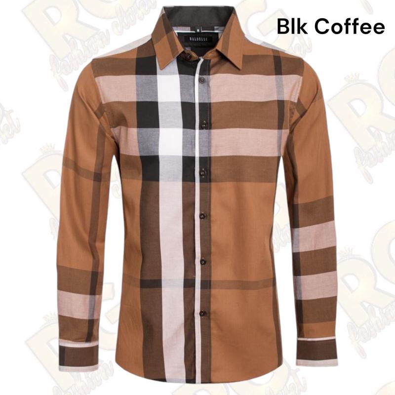 Mens Plaid Fashion Shirt Long Sleeve Menswear