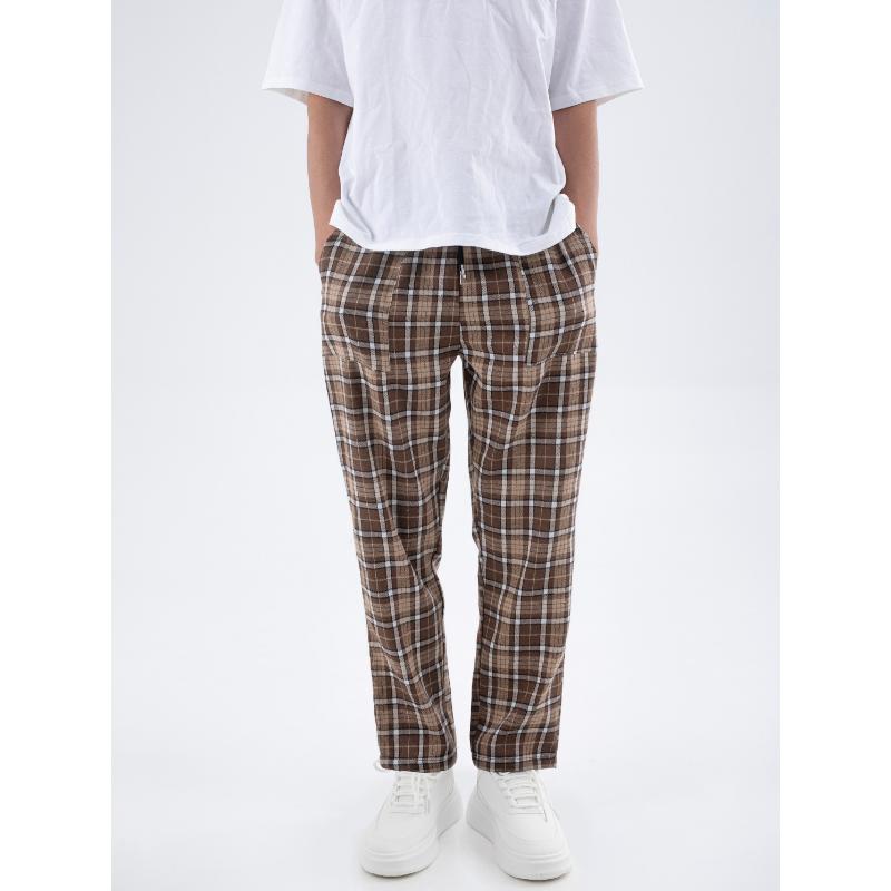 3 Pcs Comfy Plaid Pattern Men's Simple Style Pants, Loose Stretchy Elastic Waist Trendy Home Pajamas Bottom for Sleeping