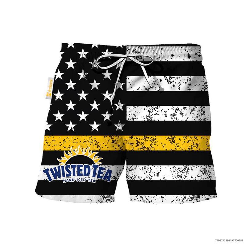 Twisted Tea USA Flag Hawaiian Short, Summer Shorts, Gift For Him, Beach Shorts 3D ,Summer Vacation, Swim Trunks Shorts