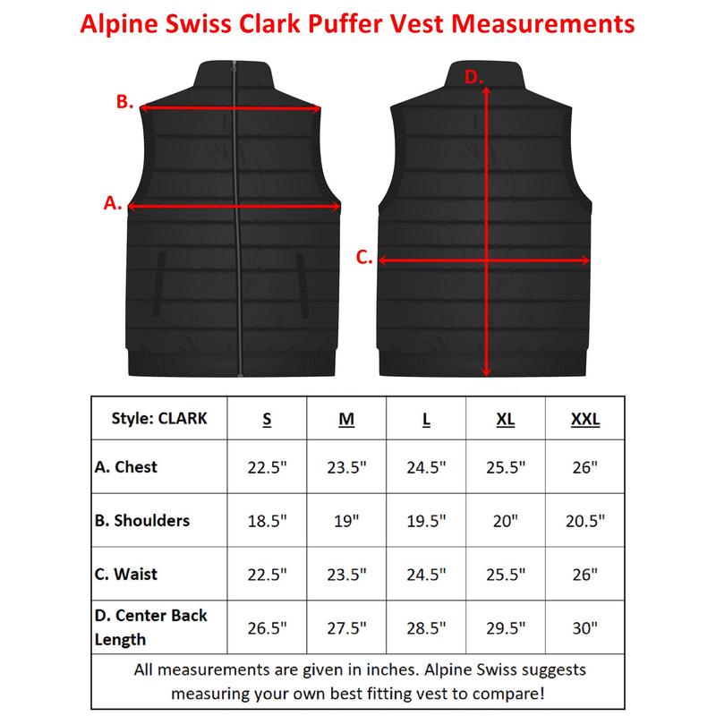 Alpine Swiss Clark Mens Lightweight Down Alternative Vest Jacket