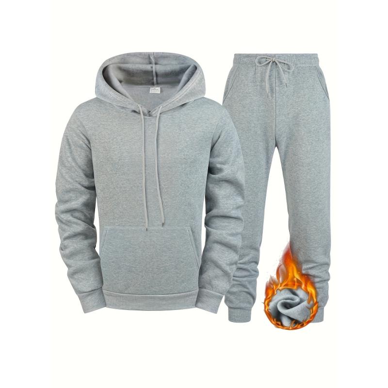 pant suit Men's Tracksuit, Men's Solid Color 2pcs, Casual Loose Comfy Hoodie And Drawstring Waist Sweatpants Set For Autumn Winter