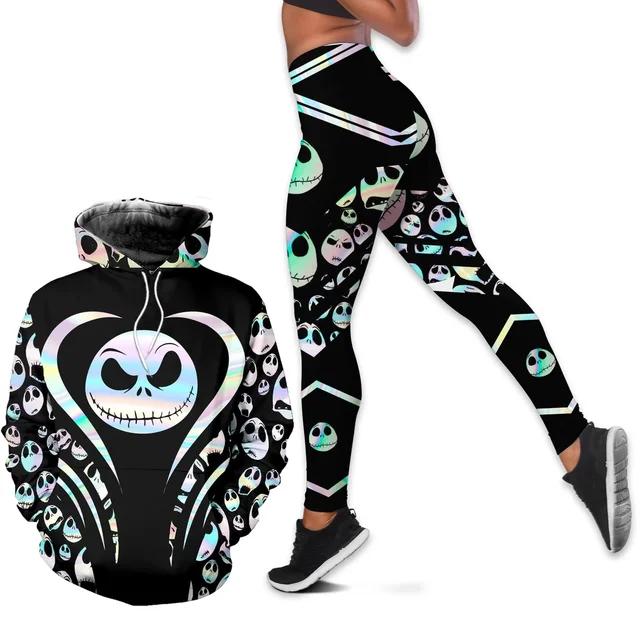 Jack Skellington Halloween Combo Hoodie And Legging,  Season Trick or Treat Shirt, The Nightmare Before Christmas Combo Hoodie , Halloween Set Hoodie Yoga Pants Sweatpants Fashion Sports Suit 2