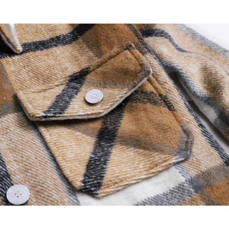 Men's Long Sleeve Thick Flannel Shirt Button Down Plaid Heavyweight Jacket