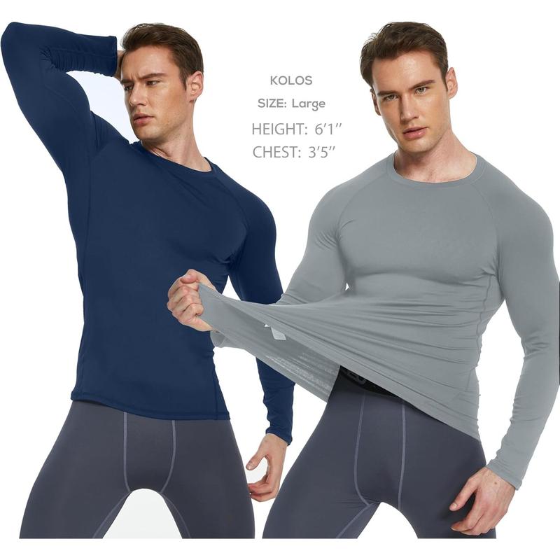 5 or 4 Pack Men's Thermal Compression Shirt Fleece Lined Long Sleeve Athletic Base Layer Cold Weather Gear Workout Top