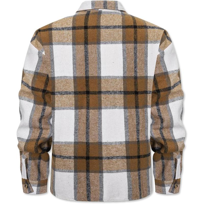 Men's Long Sleeve Thick Flannel Shirt Button Down Plaid Heavyweight Jacket