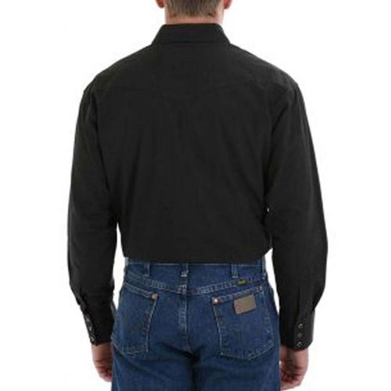 71105BK Wrangler Men's Black  Long Sleeve Western Snap Shirt