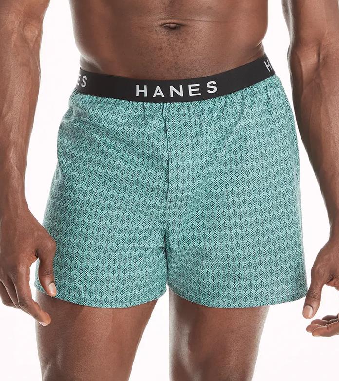 Hanes Men's Woven Boxer, Blue Multi Plaid Assorted 5-Pack