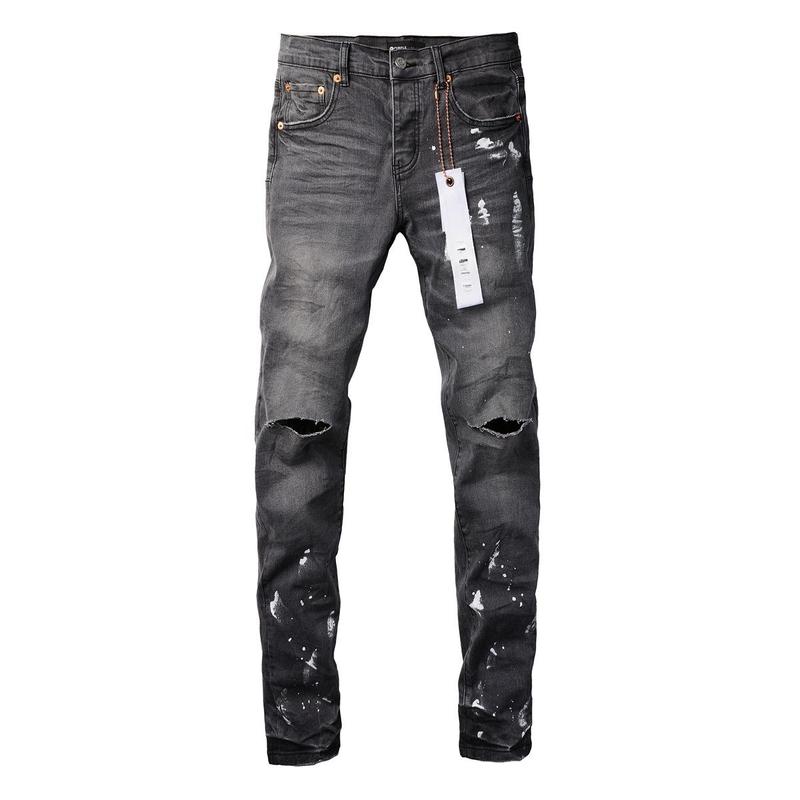 2024 New Fashion Trend High Quality Jeans Classic Retro American High Street Ripped Gray Paint Washed Skinny Jeans Men