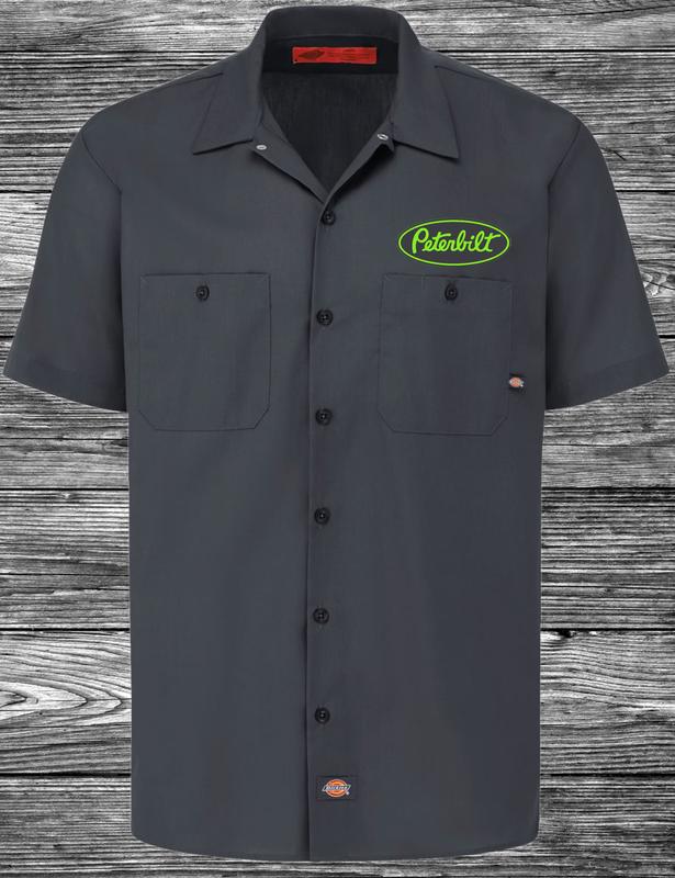 Peterbilt Lime Green Flag Dickies Work Shirt Menswear Top